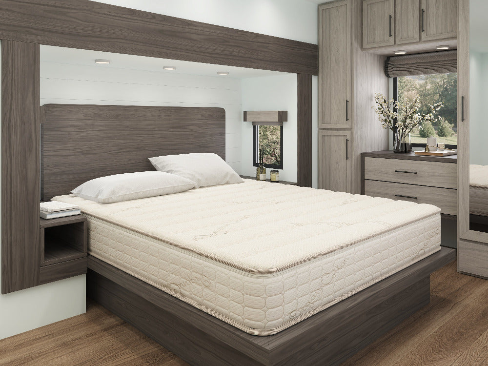 10 Inch Journey All-Natural Latex RV Mattress displayed in a camper